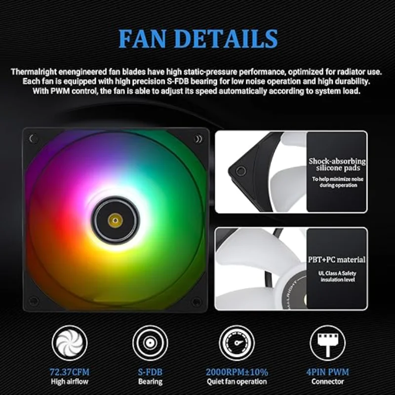 Thermalright Frozen Notte 360, черный ARGB, водяное охлаждение, кулер для процессора, вентиляторы с ШИМ 3 × 120 мм для AM5 AM4 Intel LGA 1700/115X/1200/2011