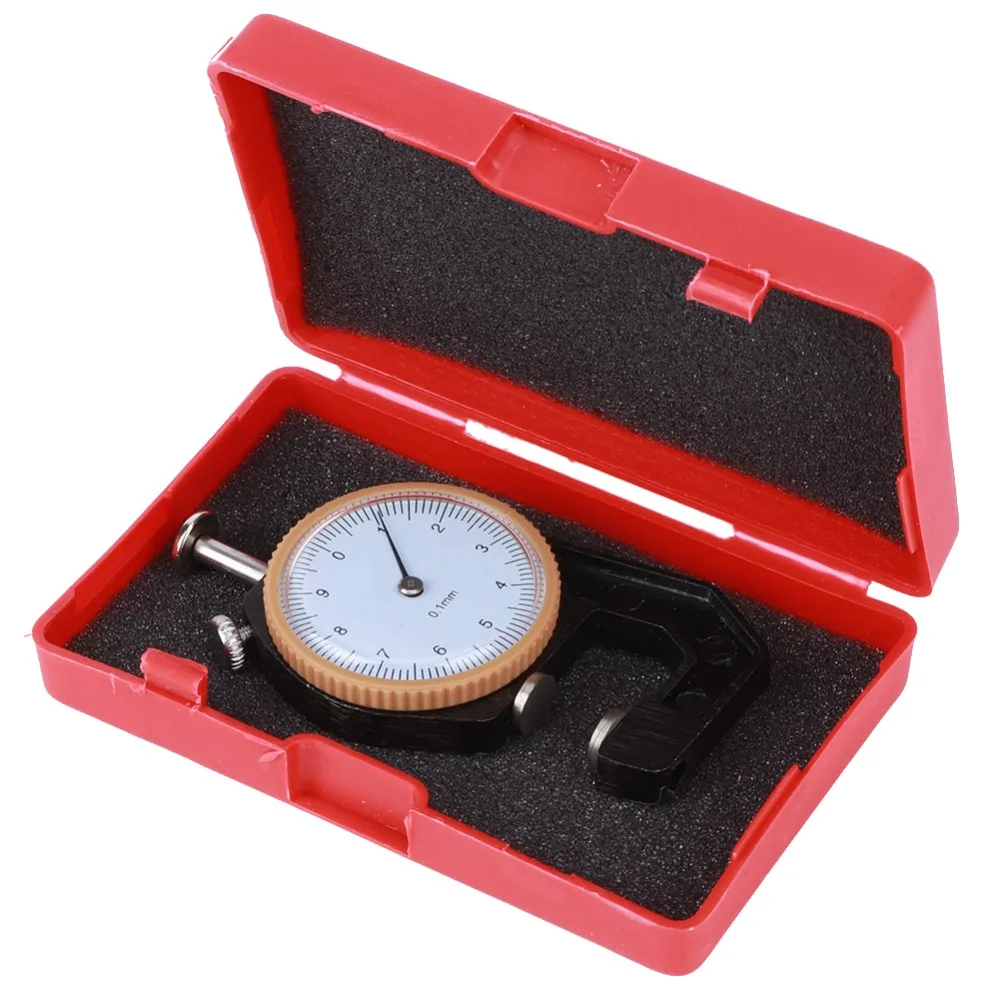 

0-10mm Range Dial Thickness Gauge 0.1mm Accuracy Portable & Small Size Leather Thickness Gauge Flat Head Design