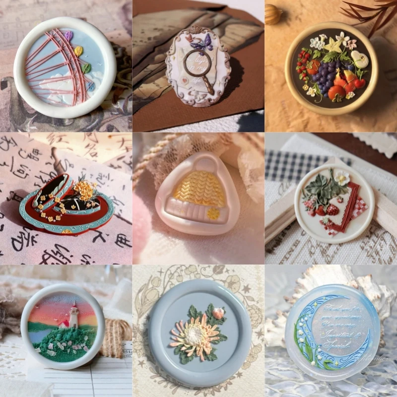 

Lacquer Seal Head Lyra Rose Stamp Cloud Edge Terrace Multi Layer Exquisite Small Scenery Island Edge Copper Head Stamp Toy