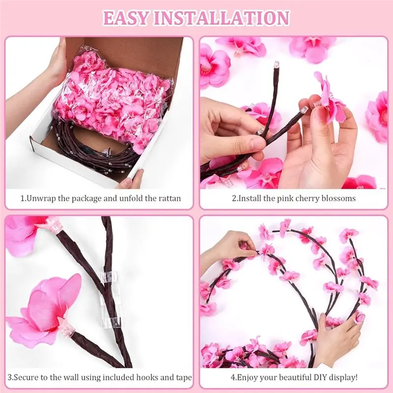 ABRU-Cherry Blossom Lights, 7.55 FT 144 LED DIY Enchanted Willow Vine Lights With Remote Timer,For Bedroom Home