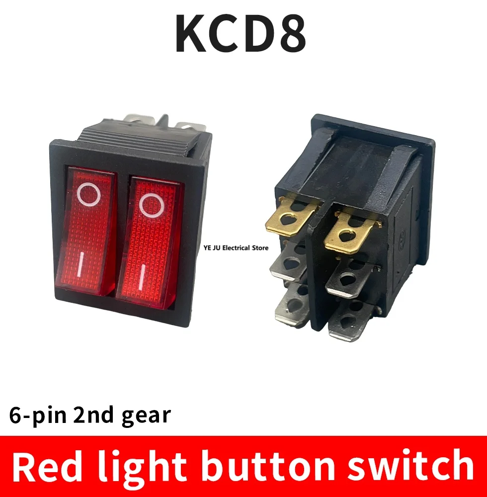 1PCS KCD8 6PIN 16A 250V 20A 125V Double Light Switch Rocker Switch Waterproof ON-OFF KCD6 Boat Power Switch