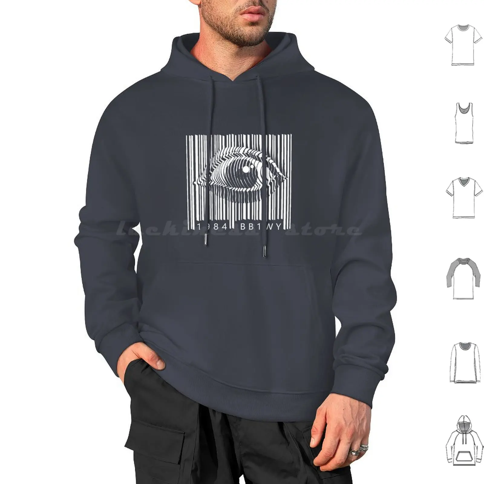 Big Stalker _ White Version Hoodie cotton Long Sleeve Consumerism Barcode Subversive Artivism Protest Consumer Society