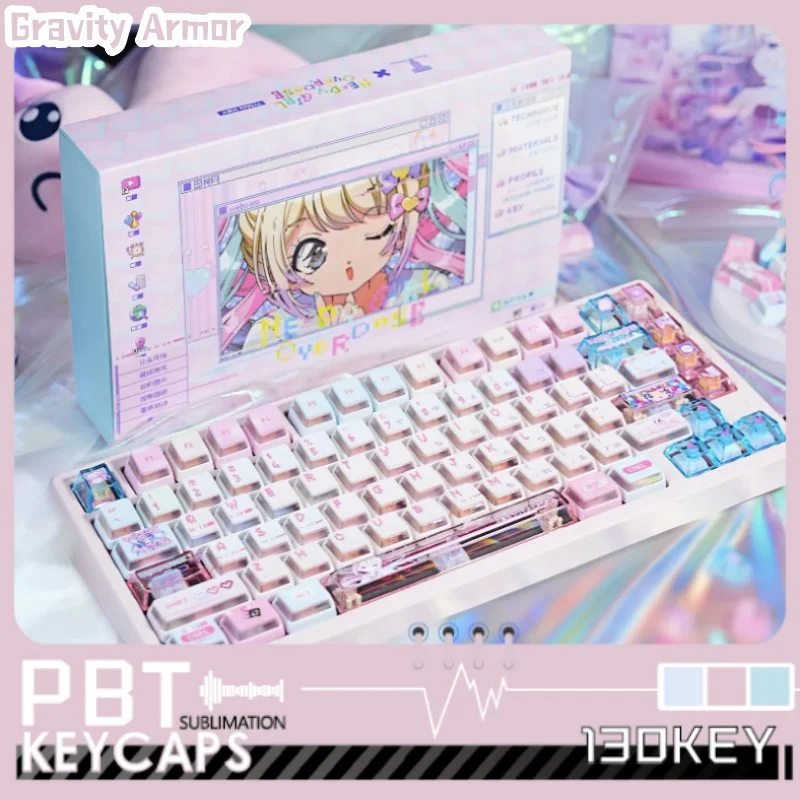 

Needy Girl Overdose Game Theme Keycaps Механическая клавиатура на заказ Аниме Розовая милая коллекция мультфильмов Фестивальный подарок Keycap