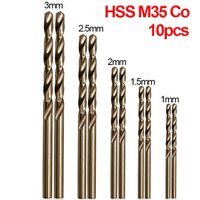 10pcs/set HSS M35 Cobalt Drill Bit Cobalt Coated Drill Bit Power Tool For Metal Stainless Steel Drilling 1mm 1.5mm 2mm 2.5mm 3mm