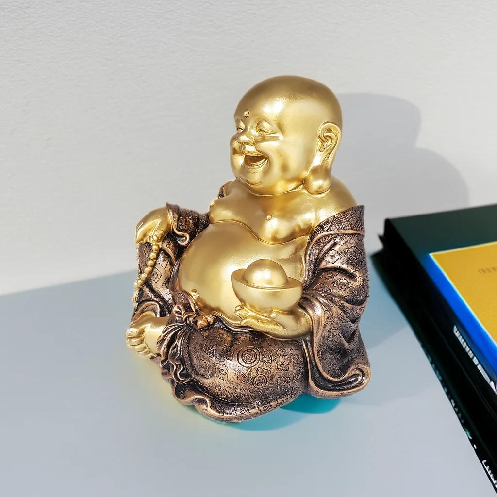 Living room room porch decoration Lucky and happy smiling Buddha statue, Zen garden, new home decoration, resin crafts Buddha