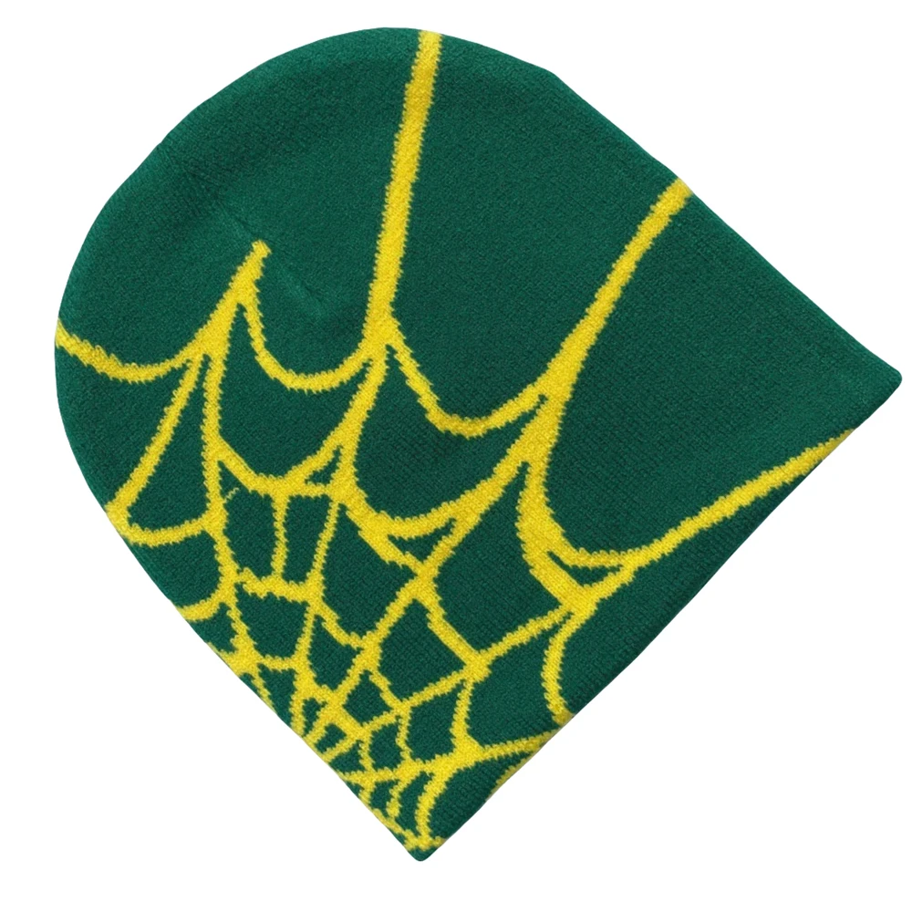 Unisex Spider Web Printed Knit Hat, Warm Outdoor Pullover Hat Personality Beanie Hat