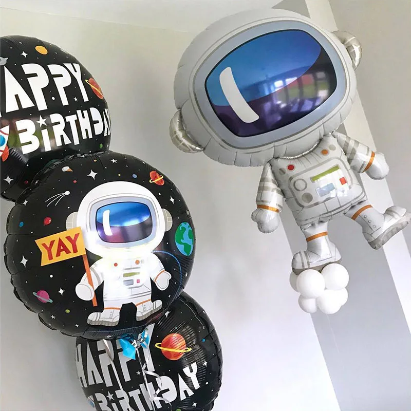 Astronaut 6 Pack Spaceman Star Foil Balloons Galaxy Themed Party Supplies Kids Boys Happy Birthday Baby Party Decorations