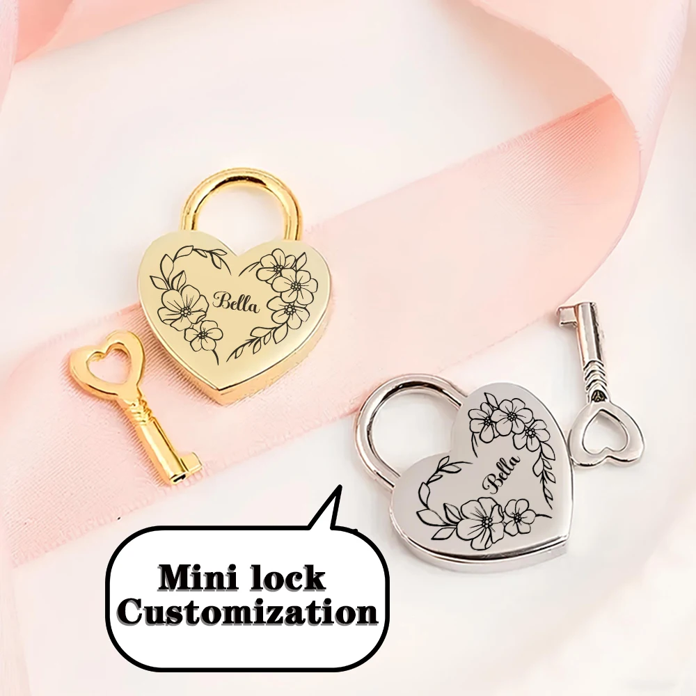 1PC Excellent flowers Customized Text Luggage Hardware Locks Customizable Name For Jewelry Box Small Wooden Box