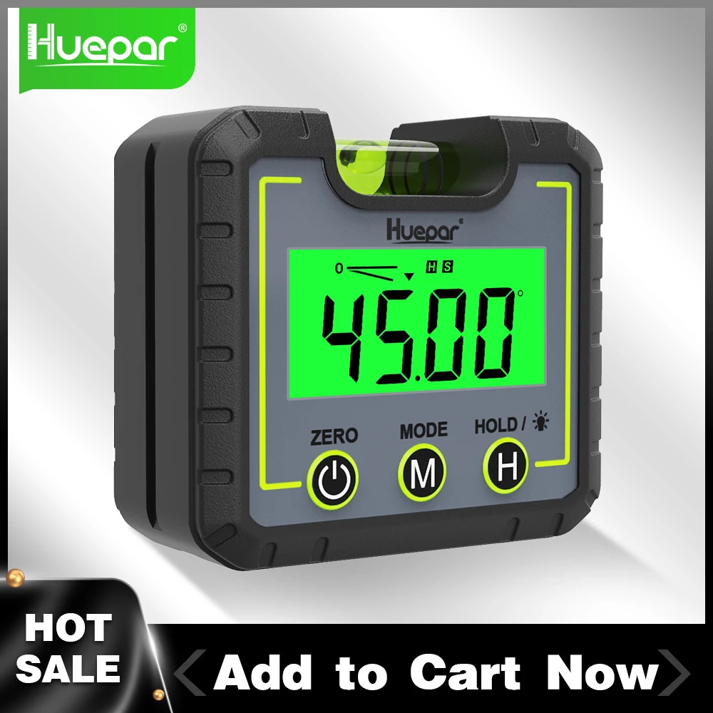 Huepar Digital Inclinometer Level Box Gauge Angle Meter Finder Electronic Protractor Backlight LCD Bevel Gauge Measuring Tools