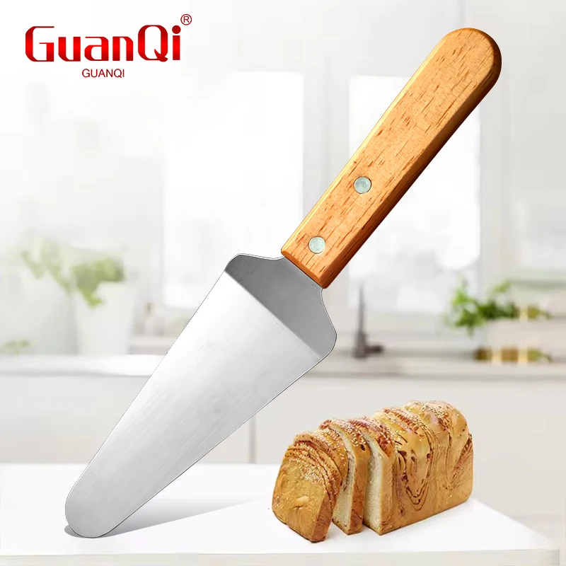 Wood Handle Stainless Steel Spatula Pizza Peel Pancake Shovel Steak BBQ Cooking Tool Pastry Cutter Spade Utensils For Kitchen