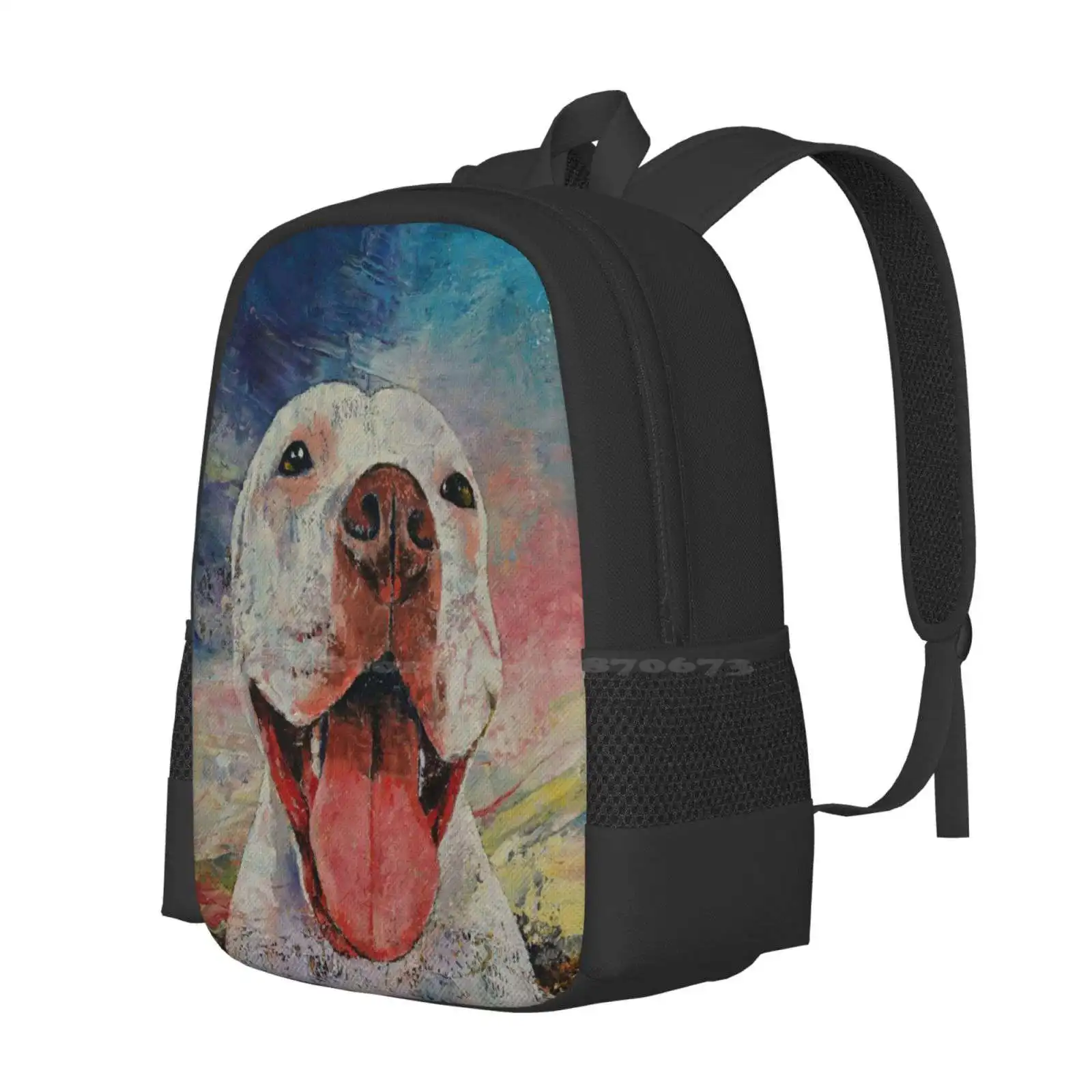 Pitbull Teen College Student Backpack Pattern Design Bags Dogs Pitbull Pit Bulls Terrier Tongue Lengua Zunge Langue Dramatic