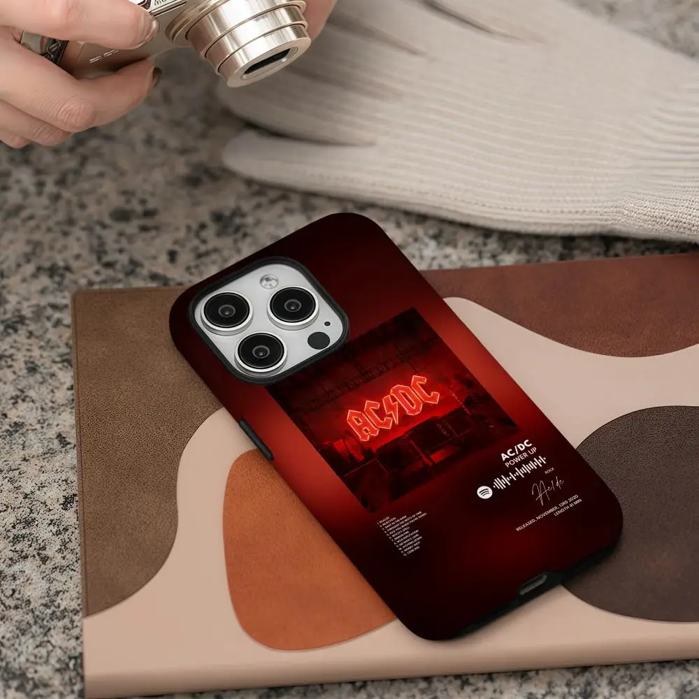 حافظة هاتف لهاتف سامسونج جالاكسي S25 24 23 22 Ultra Plus A56 36 26 لامعة عالية الدقة بطبقة مزدوجة هارد شل باند ACDC