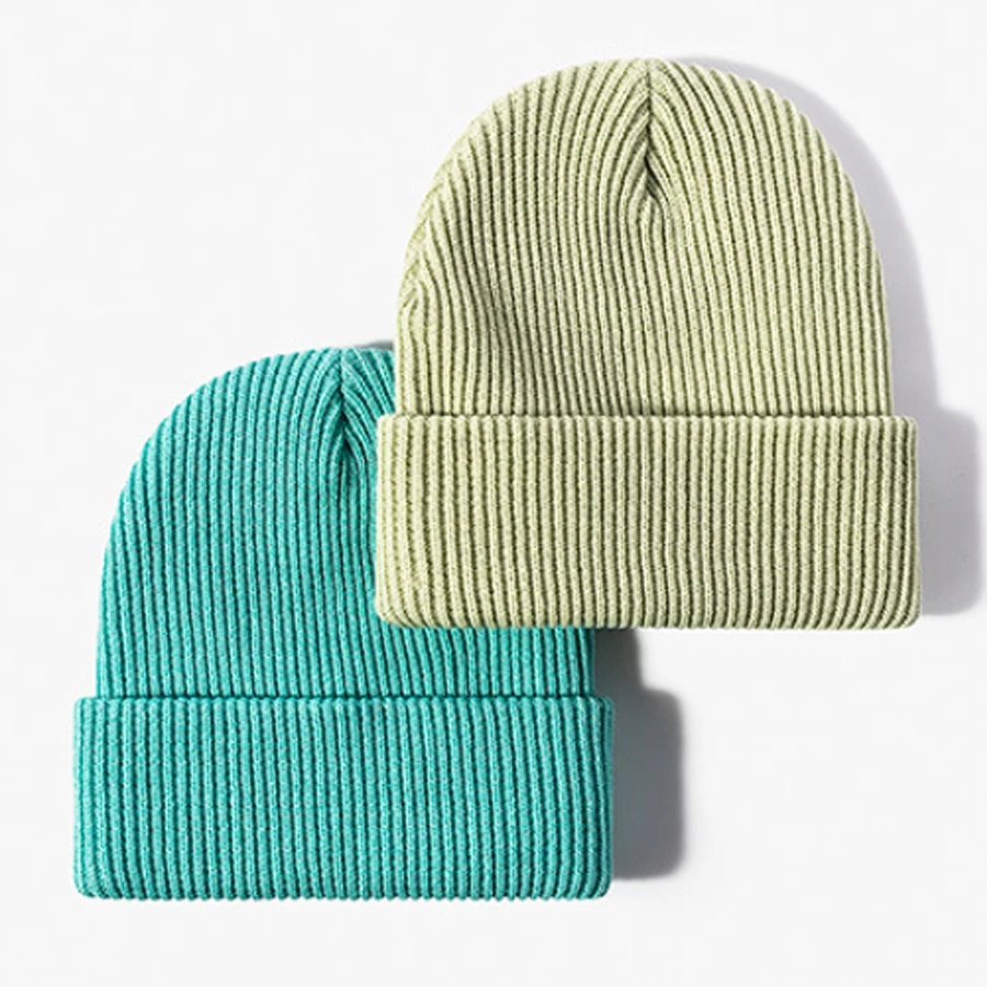 

11 colors knit hats for women men autumn winter beanies hat unisex solid color simple double layer warm ears ski caps