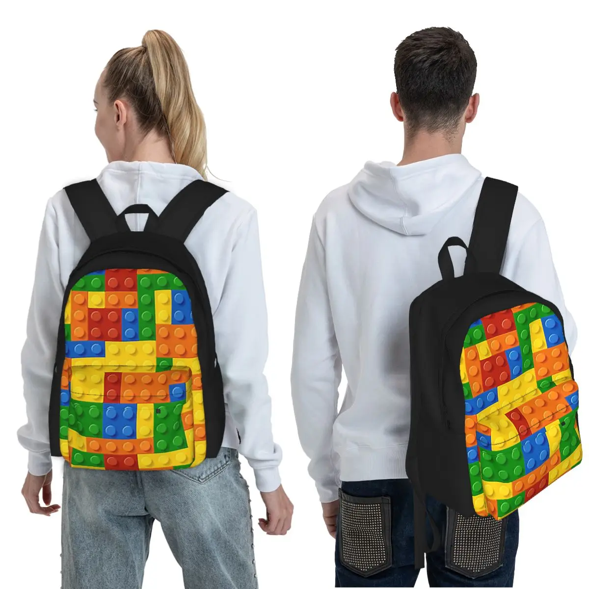Building Blocks Construction Brick Student Backpack School Bag Hiking Travel Daypack for Men Women Fashion Bookbag Shoulder Bags