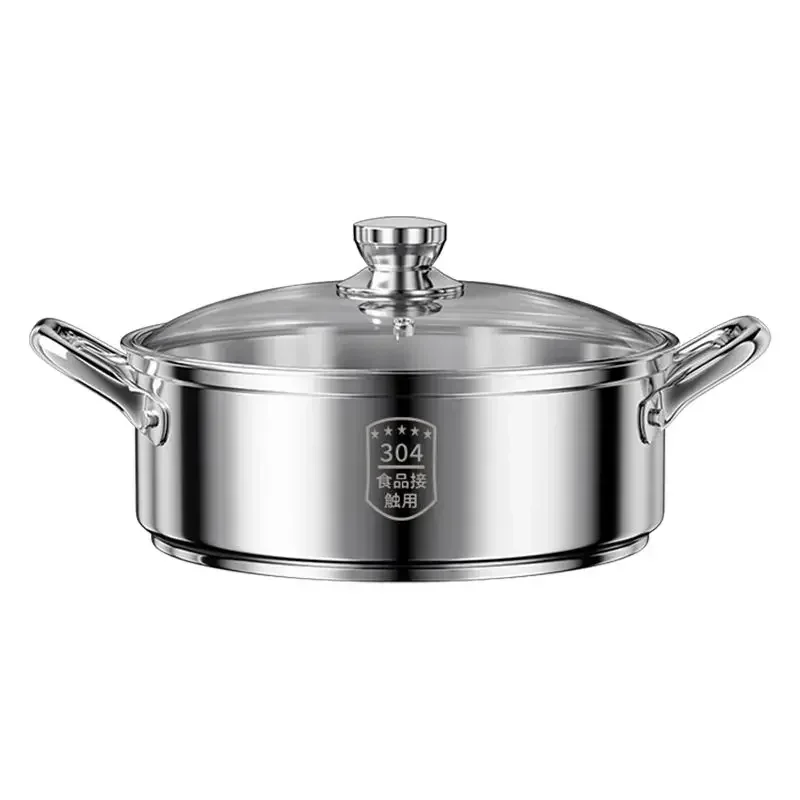 

Extra-thick Soup Pot 304 Stainless Steel Induction Cooker Special Gas Cooker Steaming Stew Thickened Double Ear Hot Pot Househol