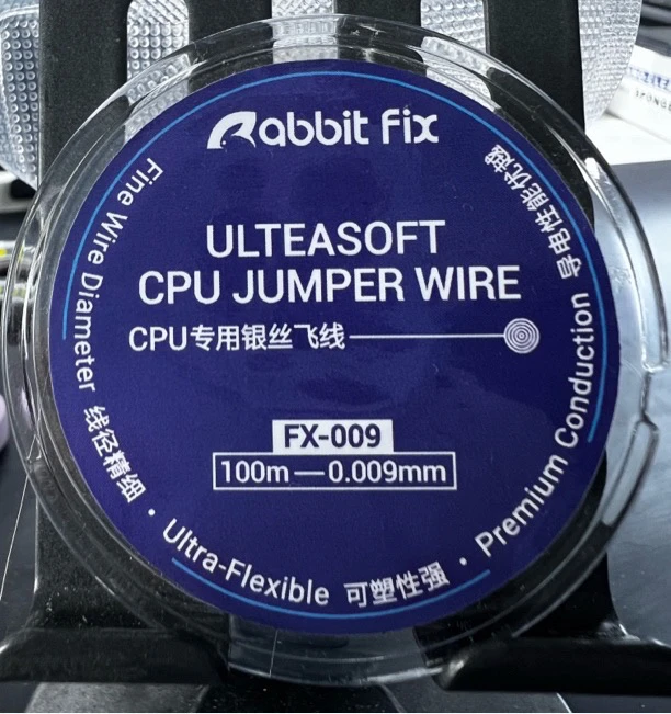 

Rabbitfx CPU Silver Thread Repair Jumper Wire 0.009/0.02mm Ultra-soft Copper Wire for Mobile Phones Motherboard Repair Tools set