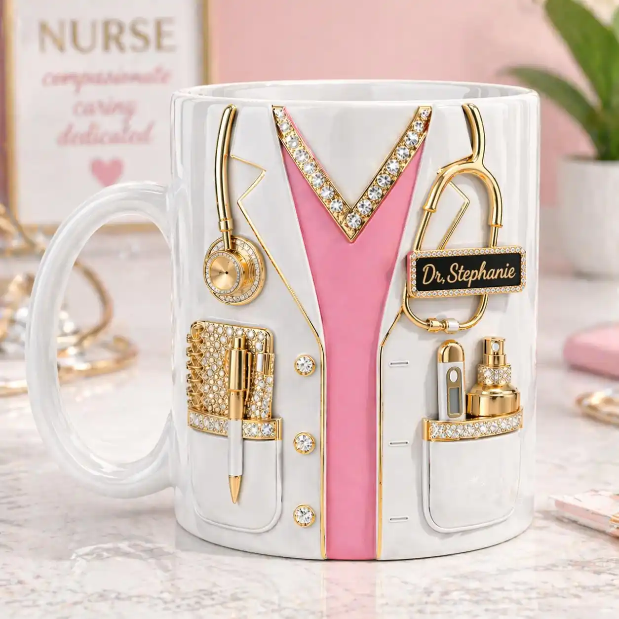 Personalized Nurse Overalls Effect Mugs, Nurse Life Theme Mugs, Custom Doctor Gifts, Graduate Gifts, Doctor's Day, Nursing Gifts - view 5
