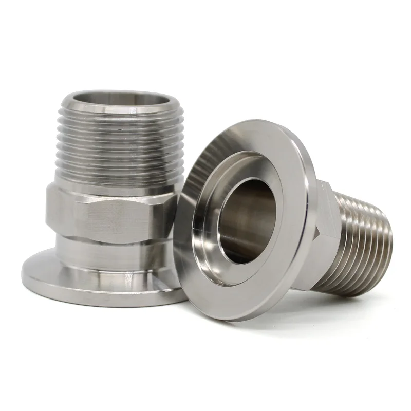 KF16 ~ KF25 Flange Adapter Hexagonal External Thread 3/4\'\'~1\'\' PT Outer Diameter Vacuum Stainless Steel Flange Pipe Fitting