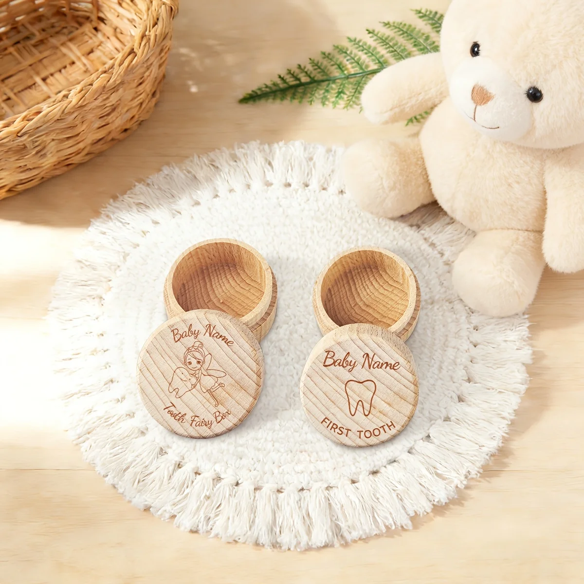 Wooden Baby Keepsake Box Commemorative Newborn Gift - Preserves Umbilical Cord Hair Baby Teeth & Birth Anniversary Items