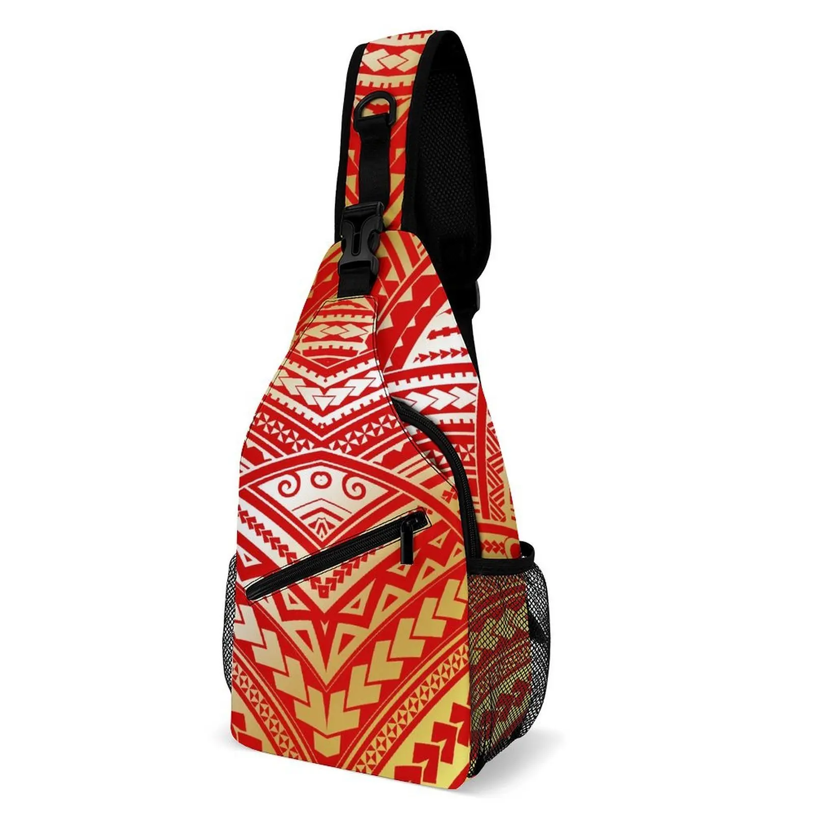 

3d печатный персонализированный узор логотипа текст полинезийская нагрудная сумка Самоанский племенный цветочный узор дизайн печатная нагрудная сумка на заказ 2025