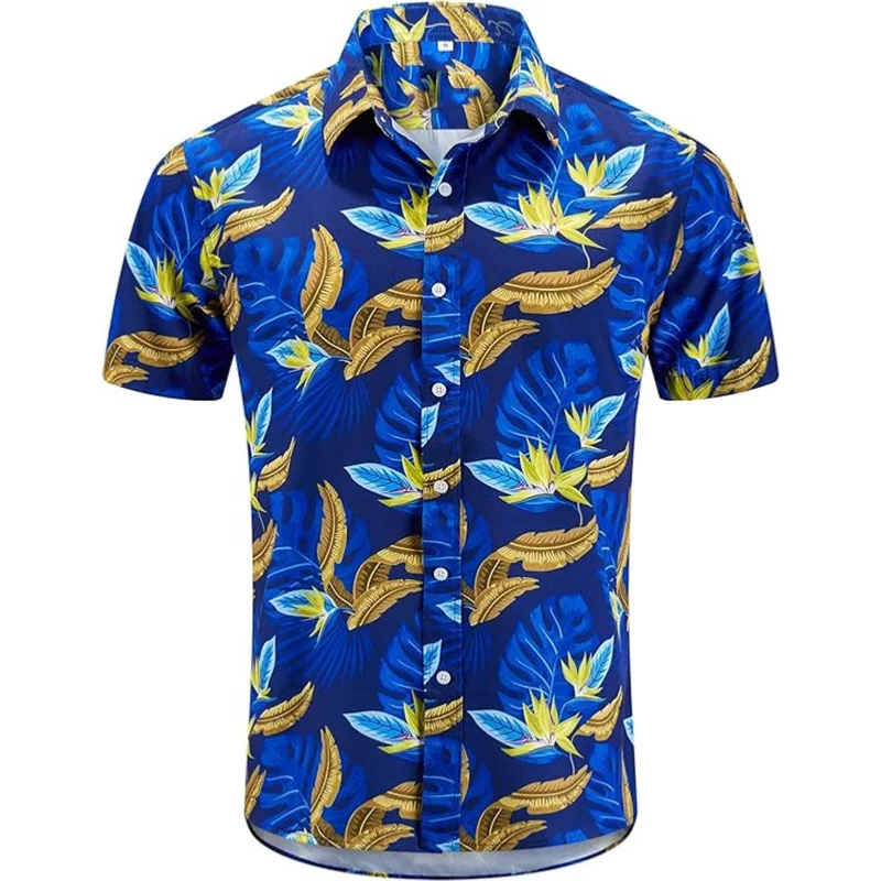 Herren Hawaii Shirt kurz ärmelig bedruckte Knopf Kleidung Sommer Strand Shirt lässig Urlaub bequem und atmungsaktiv