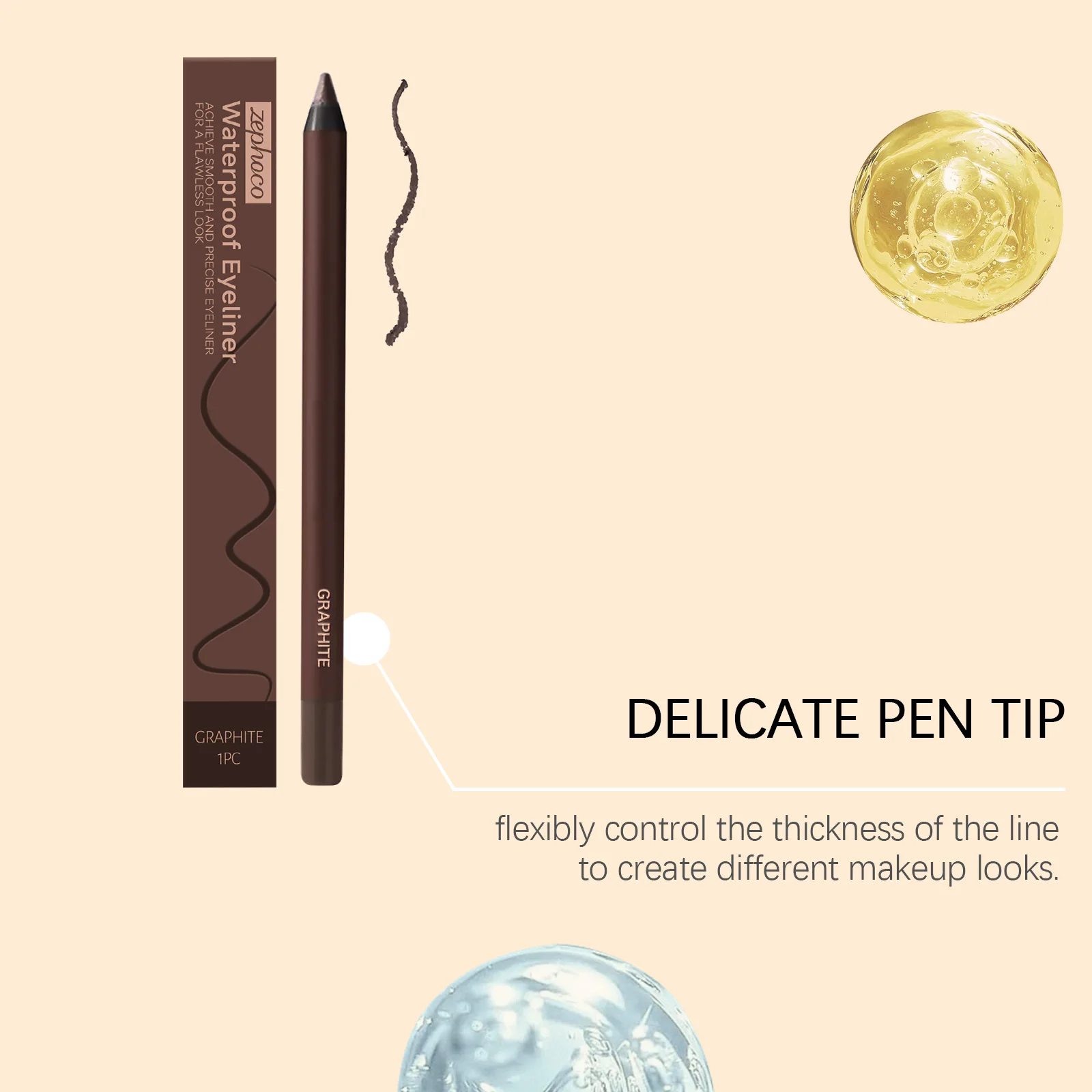 Waterdichte eyeliner-pen Kleurvast Langdurig Anti-vlek Sneldrogend Zweetbestendig Gladde draagbare eyeliner-pen Oogmake-up