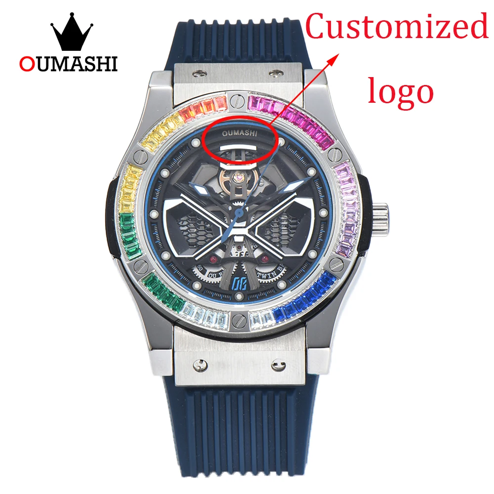 OUMASHI 44.5mm Light Luxury Style Mechanical Watch 316L Stainless Steel Luminous 8215 Automatic Mechanical Waterproof Watch