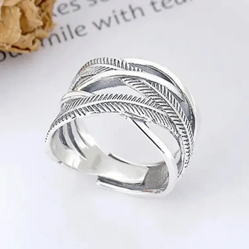 Huitan Unique Feather Cross Design Ring Fashion Hip Hop Style Party Welcome Jewelry Wide Gorgeous Exquisite Finger Accessories
