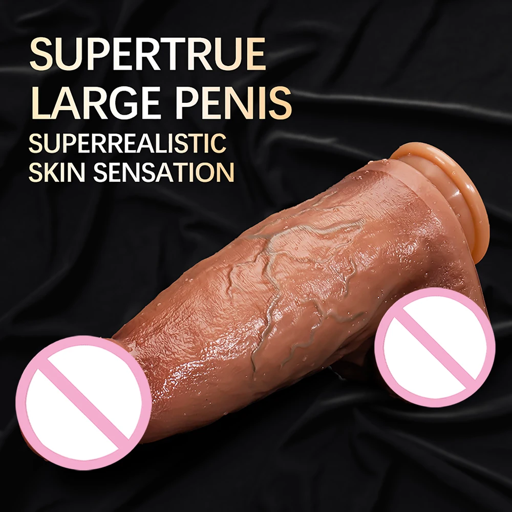 Liquid Silicone Oversized Dildos with Suction Cup Big Dick Soft Skin Feeling Realistic Penis Anal Plug Phallus Sex Toy for Women