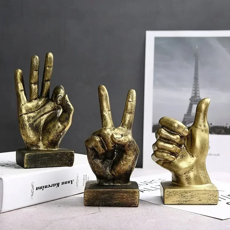 American Retro Thumbs-up Victory Gesture Finger Model, Resin Sculpture, Office Decoration, Room Decoration