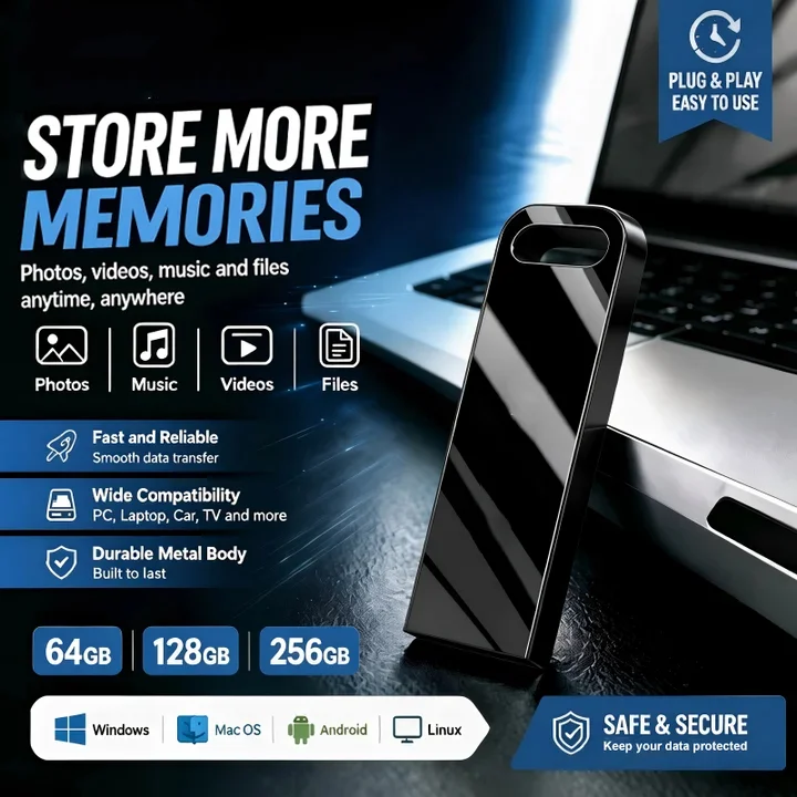 Metal USB Adapter Flash Drive USB 3.2 128GB 256GB 512GB High Speed Metal Mini U Disk Pendrive 1TB 2TB Memory Stick