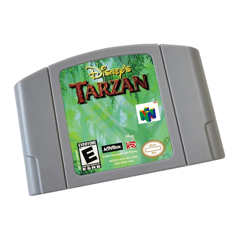 خرطوشة ألعاب الفيديو Tarzan 64 بت الإصدار الأمريكي لوحدة التحكم في الألعاب N64