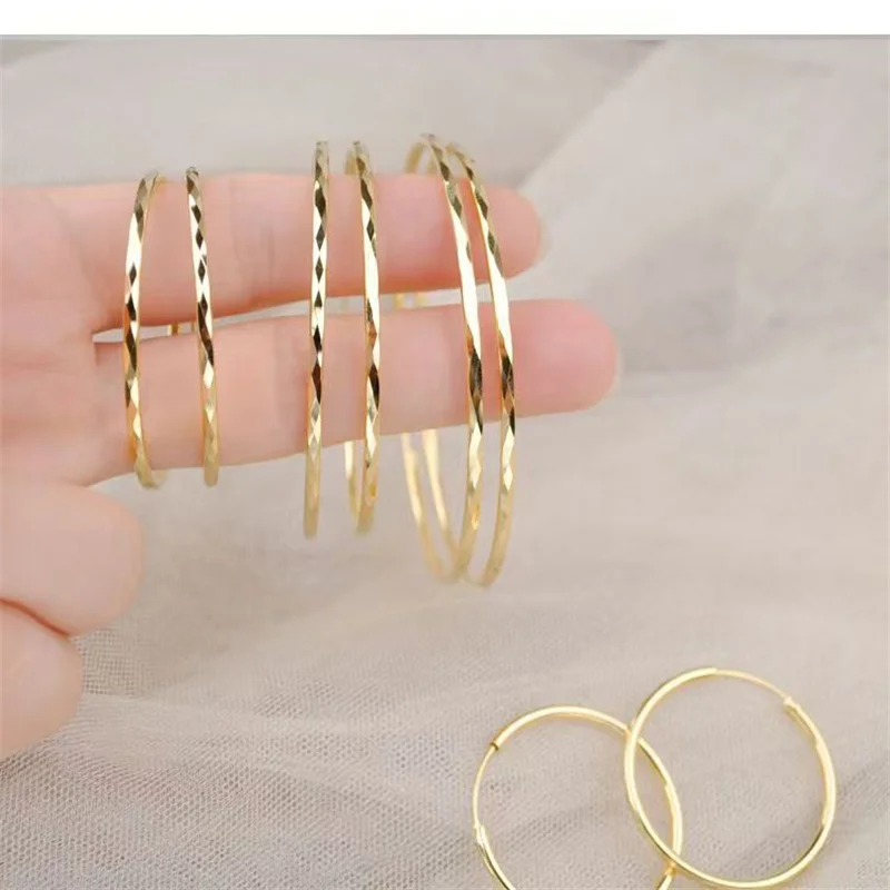 Somilia -925 Sterling Silver Big Hoop Earrings New Fashion 18k Gold Women's Round Earring Collection 2.0mm серьги кольца Jewelry