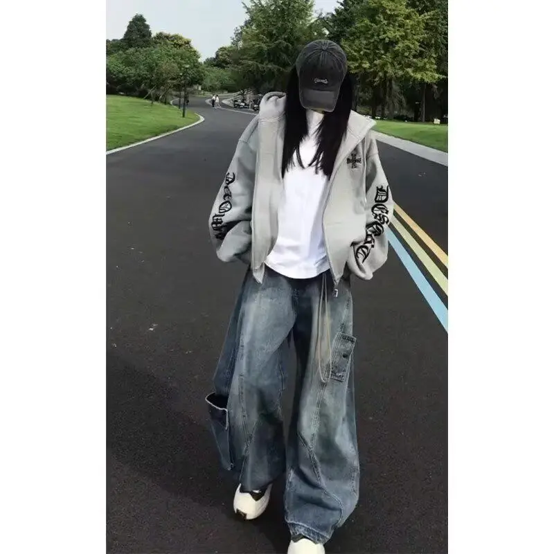 

Loose Men's Jaet 2024 Spring Autumn Street Sle Harajuku Trendy Outerwear High Street Faion Korean Version Cuffed Sve