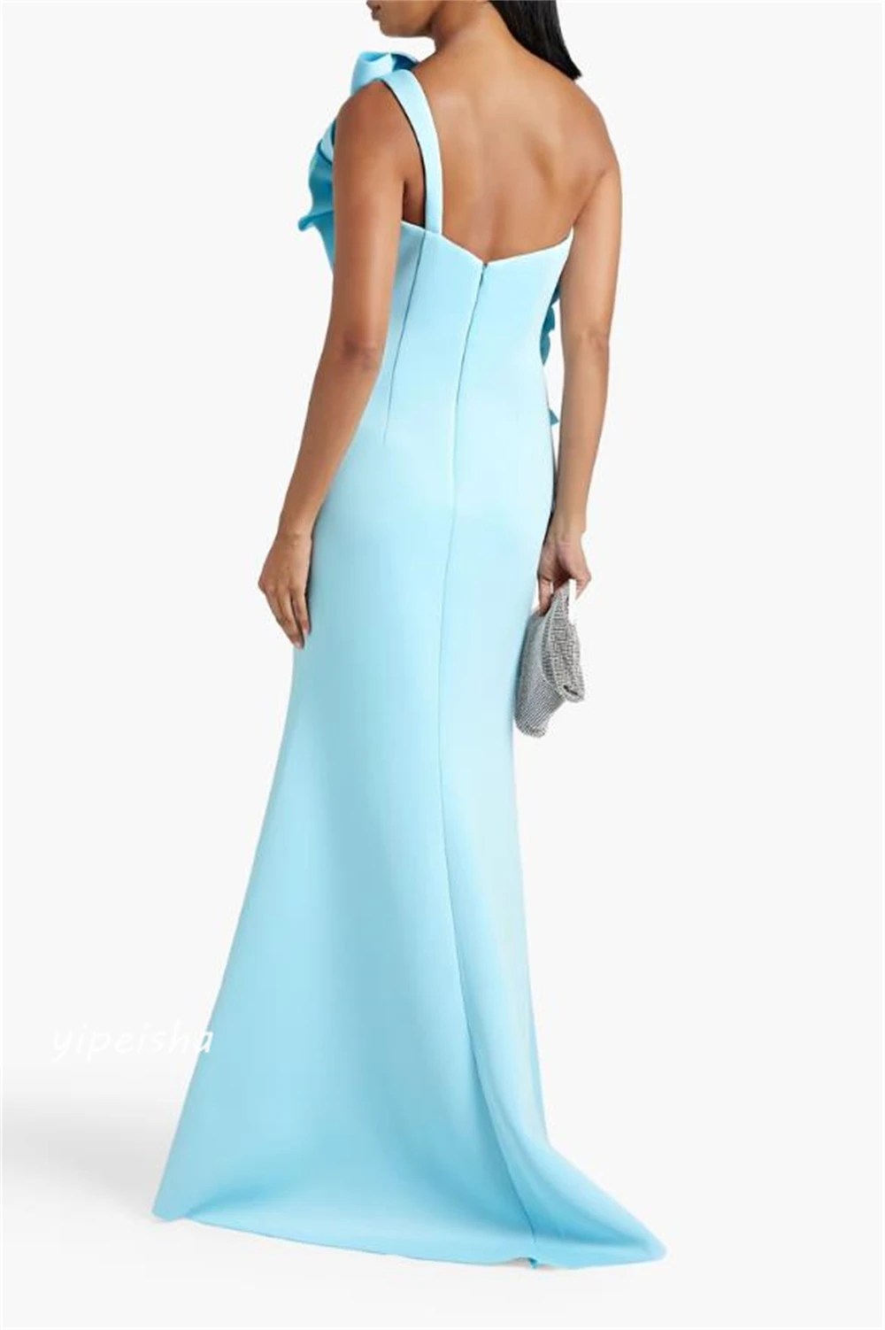 Customized Customized  Evening Jersey Flower Draped Ruched Graduation Mermaid One-shoulder Bespoke Occasion Gown Long Dresses