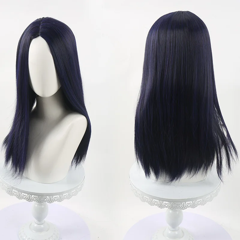 

Парик для косплея Arcane Caitlyn, аниме-парик Piltover Enforcer, черно-синие волосы с боковой частью, термостойкие парики из синтетических волос, розовая сетка