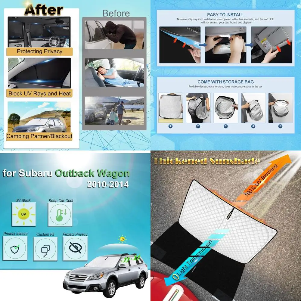 

Custom Full Window Sun Shades for 2010-2014 Outback Wagon, UV Block, Blackout Privacy Covers for Camping Outdoors