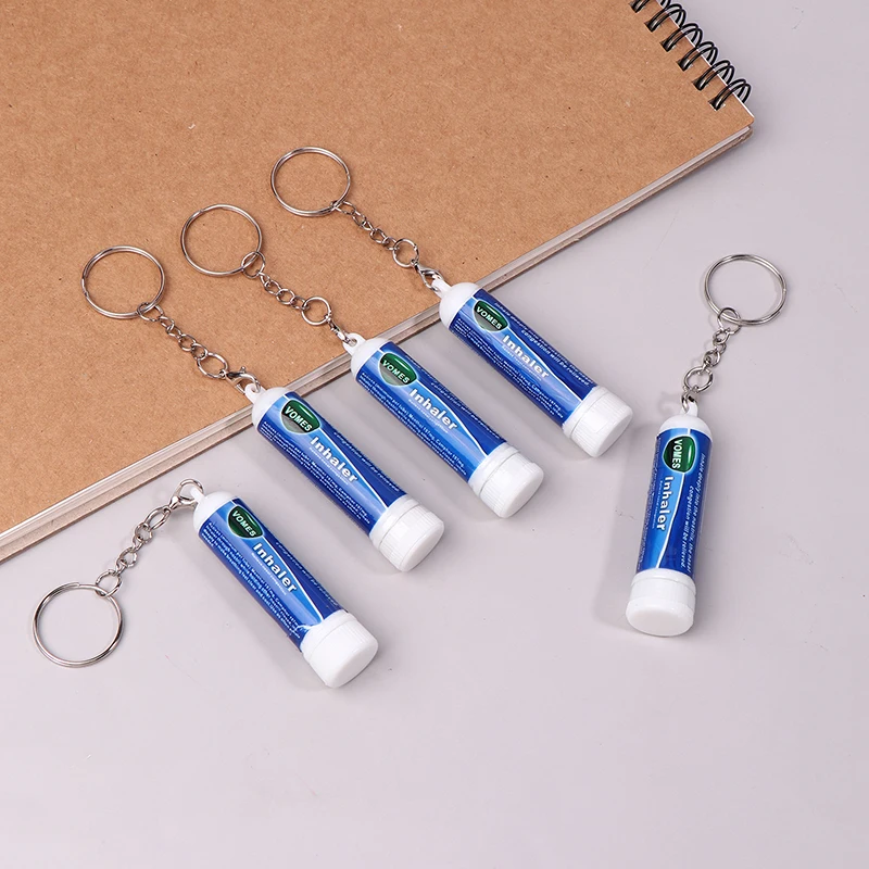 5Pcs Nasal Inhaler Tubes Keychain Cooling Essential Oil Aromatherapy Energy Bar Boost Focus Nasal Stick
