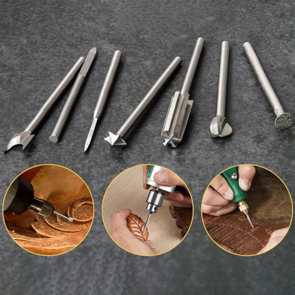 

11 Pieces Wood Carving Drill Bits for Rotary Tools Featuring 1/8 Inch Shank and Various Engraving Tool Heads for Woodworking