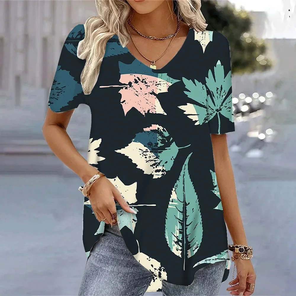 Women\'s 3d Bohemia Printed T shirts V-neck Short Sleeved Tops Fashion Hawaii Style Blouse Tops Tees Summer Clothing Hot Sale