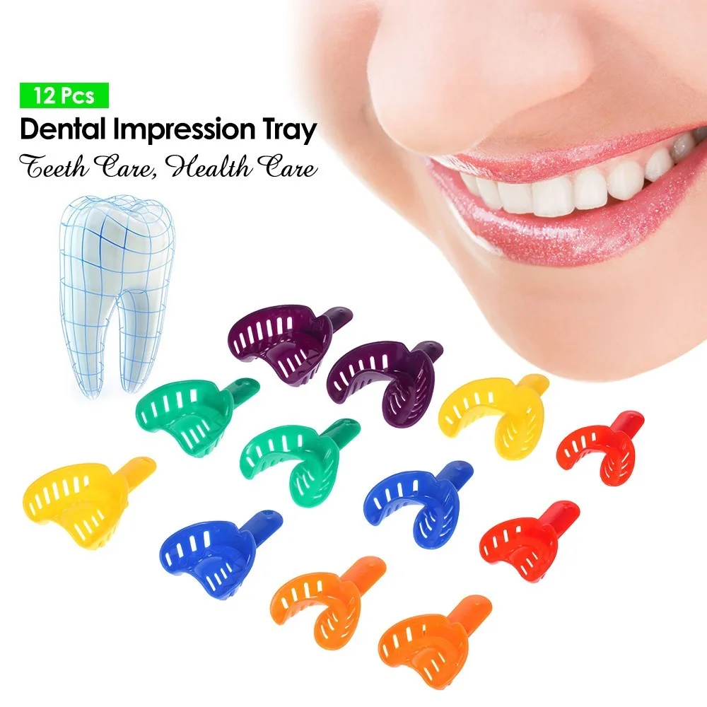 12pcs U Shape Dental Impression Trays Plastic Autoclavable Teeth Molding Tool Durable Dentist Lab Accessories For Dentist