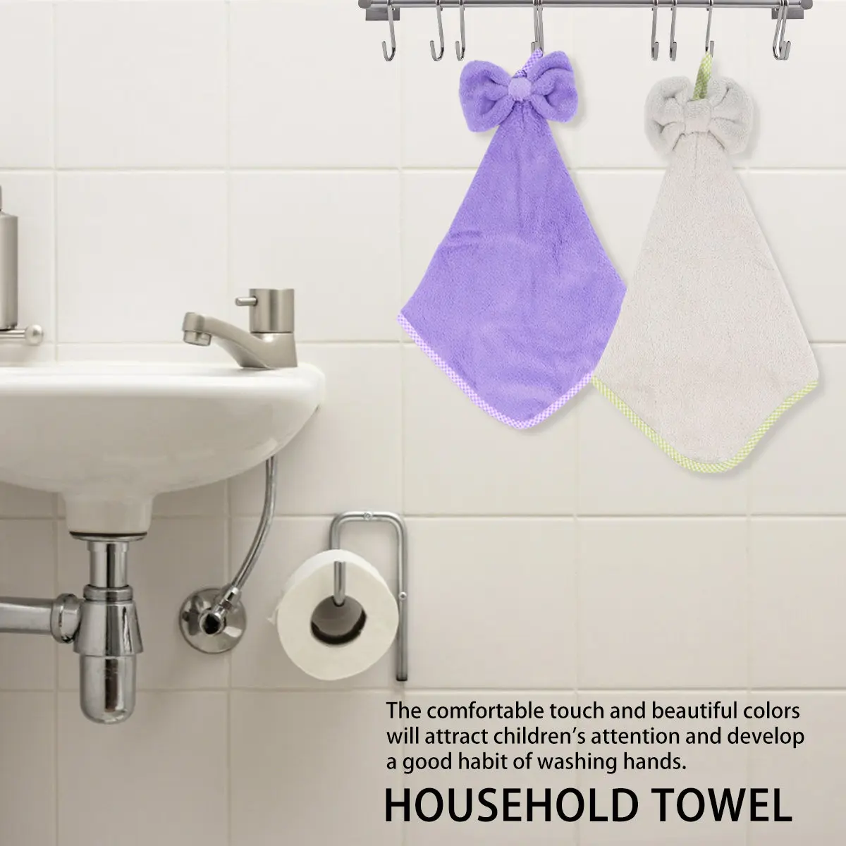 

Набор из 4 полотенец из кораллового флиса: комфортные, мягкие, с бантом, для домашнего использования, впитывающие, быстросохнущие, милые, портативные полотенца для детей