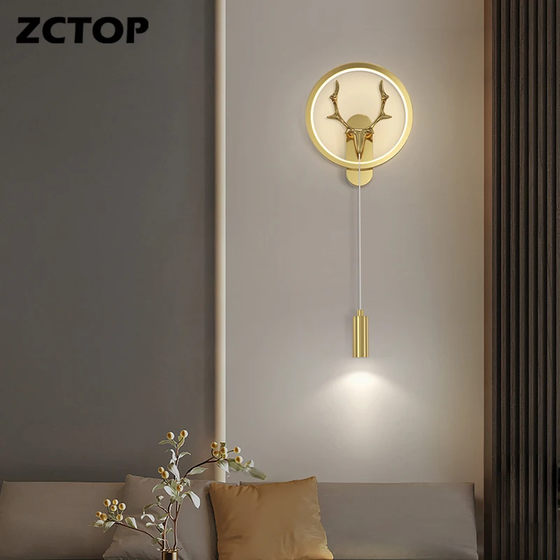 

Creative Simple Modern LED Wall Lights Home Copper Wall Sconce For Living Room Sofa Background Wall Bedroom Bedside Decor Lamps