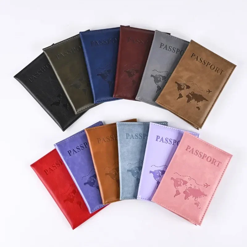 Porta pasaporte Vintage de PU, fundas para pasaporte, funda protectora para pasaporte de viaje, tarjetero de identificación, accesorios de viaje