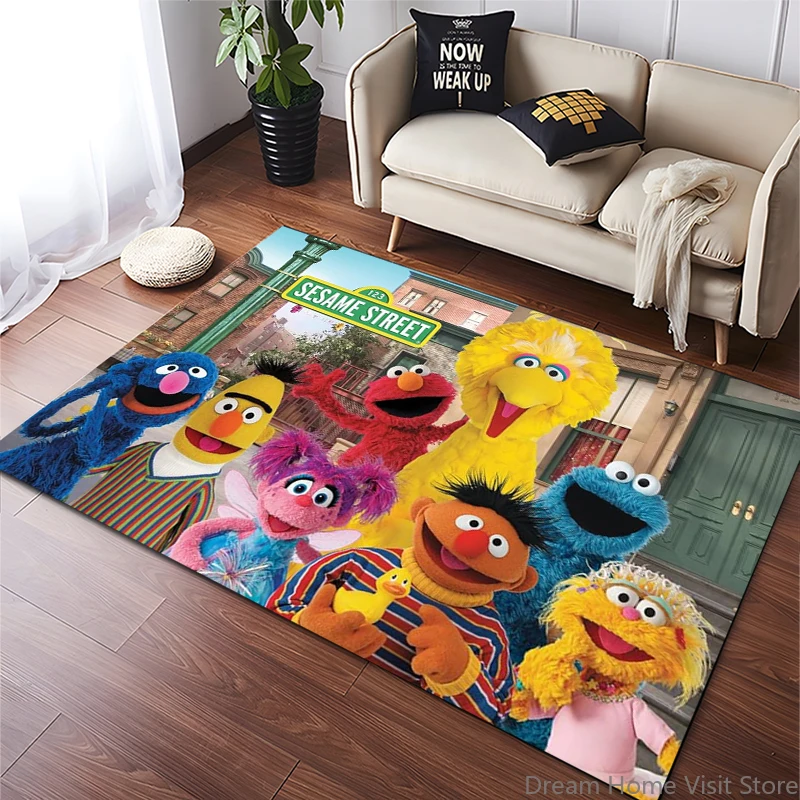 

15 Sizes S-Sesame S-Street Theme Area Rugs Carpet For Living Room Home Decoration Children's Crawling Living Room Game Floor Mat
