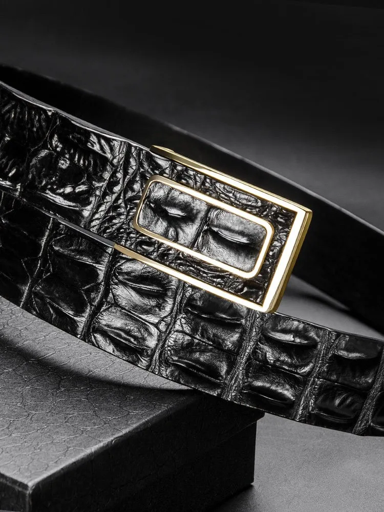 Business Office Male Genuine Leather Belt Stainless Steel Buckle High Quality Vintage Mens Crocodile Skin Waistband Wide 3.8cm