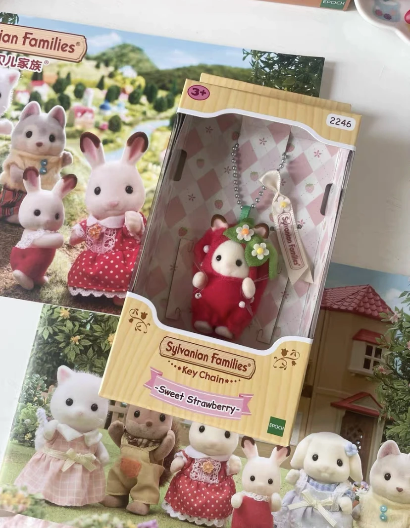 Genuine Sylvanian Families Strawberry Rabbit Snow Deer Apple Sheep Banana Seal Doll Pendant Dolls For Birthday Toys Gifts