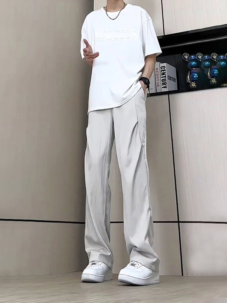 

ay White Workwear Paratrooper Pants Men's Summer Trendy Brand Haome Streetwear Long Version Dra Ice Silk Qui Dry P...