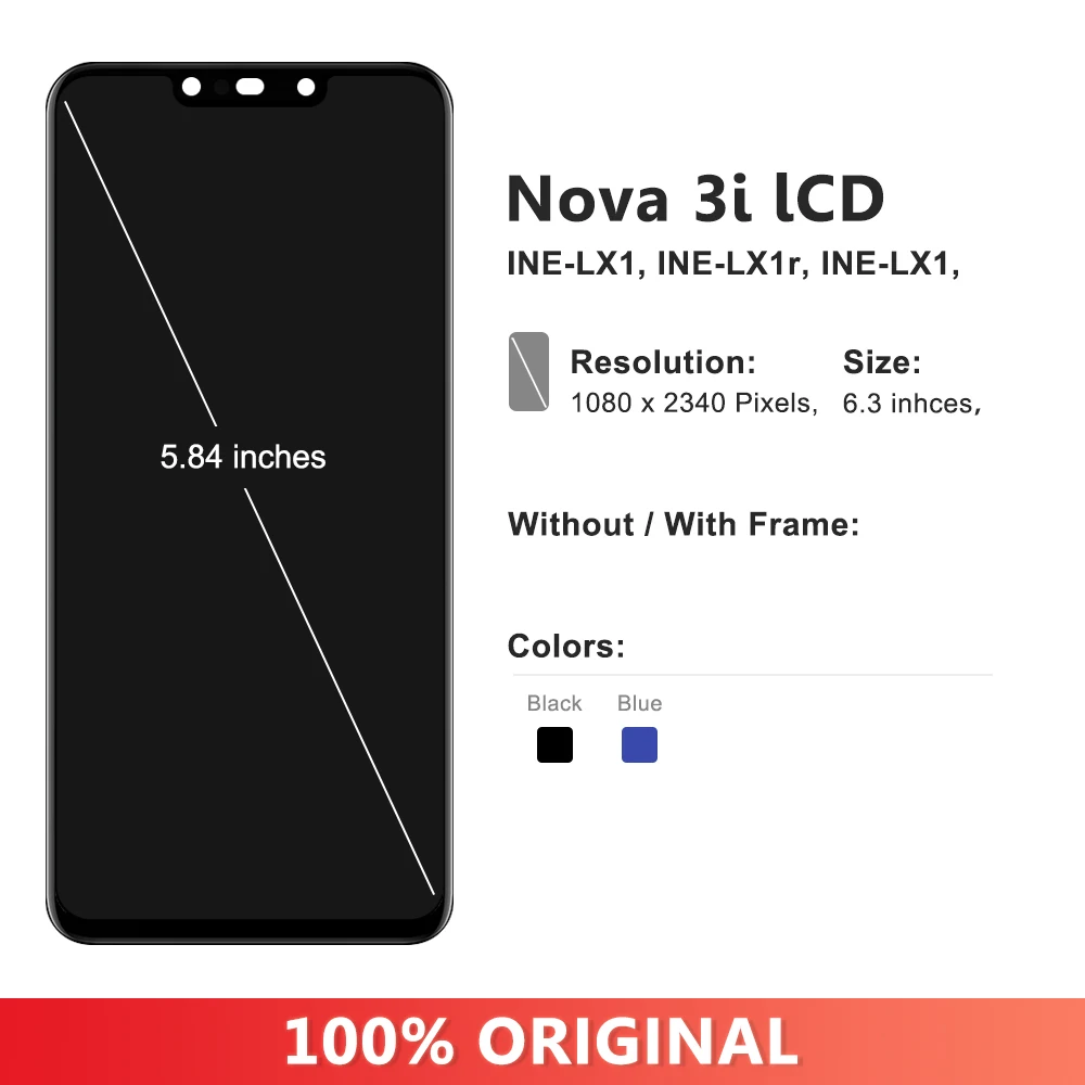 6.3'' For Huawei Nova 3i INE-LX1 INE-LX2 LCD Display Touch Digitizer Assembly Replacement For P Smart Plus 2018 LCD Display