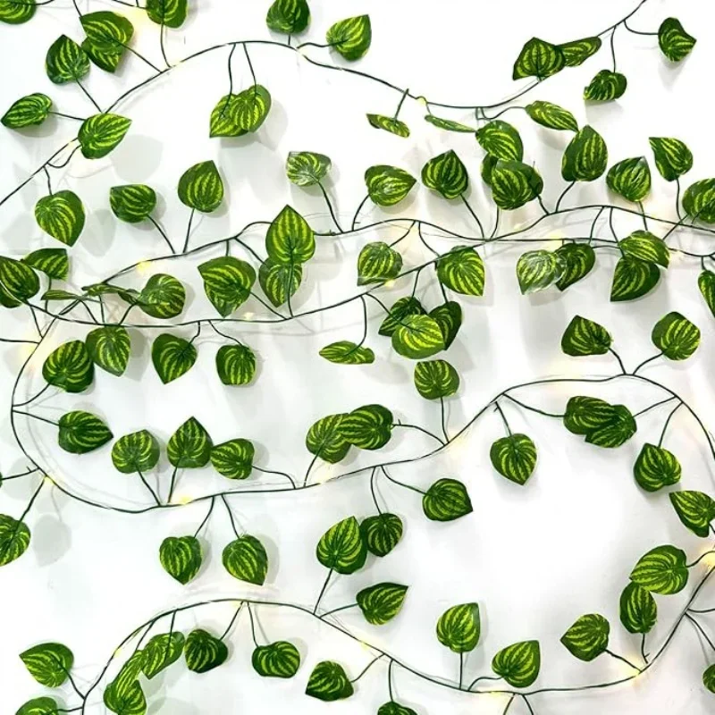 2M/5M/10M LED Green Leaf Lamp String Yard Light Battery Operated Perfect for New Year Outdoor Party Wedding Bedroom Decorations